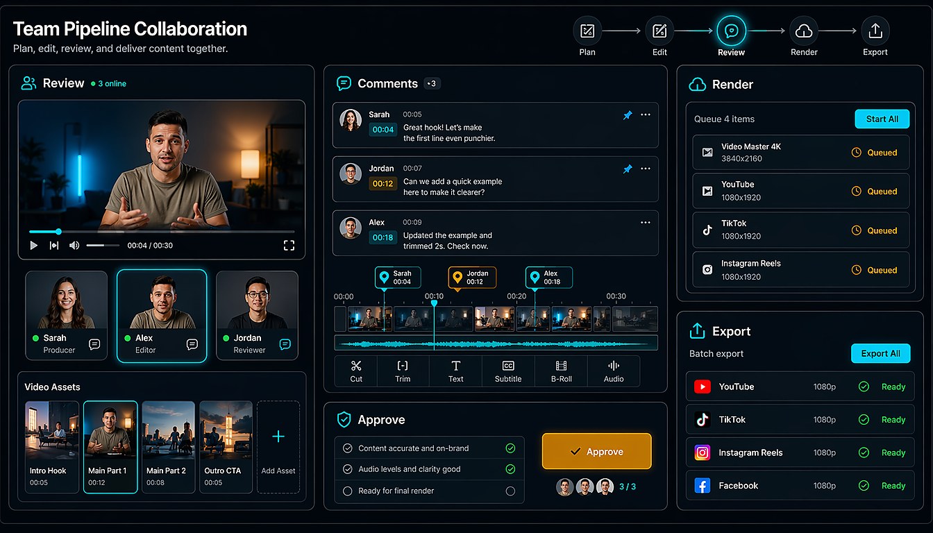 Recapo.ai team pipeline collaboration use case for multi-person video production